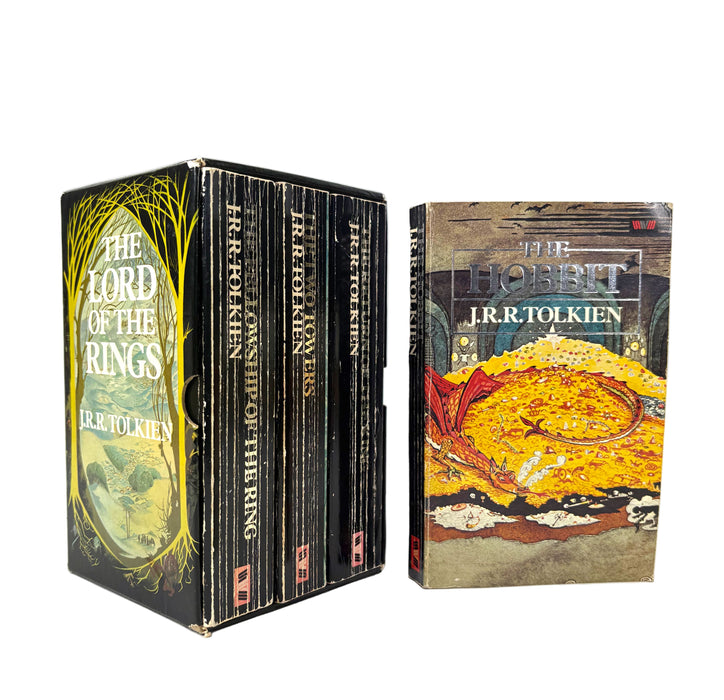 Lord of the Rings boxed set, plus The Hobbit in matching edition, Unwin Paperbacks, 1981