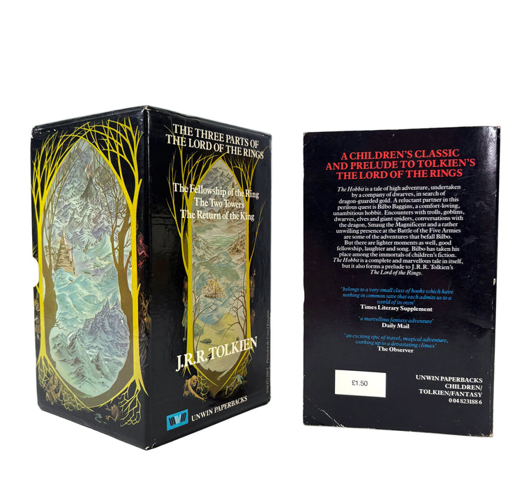 Lord of the Rings boxed set, plus The Hobbit in matching edition, Unwin Paperbacks, 1981