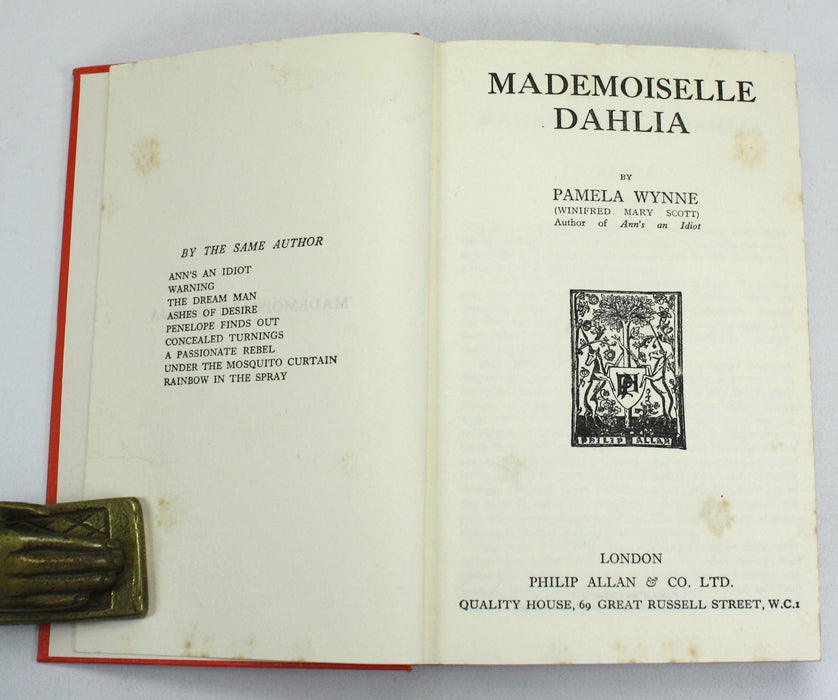 Mademoiselle Dahlia, Pamela Wynne, Philip Allan, 1929