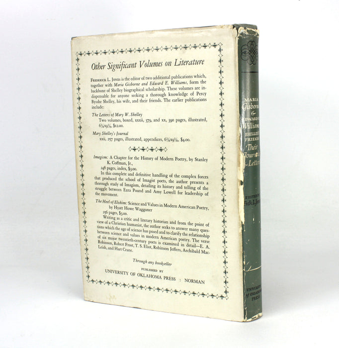 Maria Gisborne & Edward E. Williams; Shelley's Friends; Their Journals and Letters, Frederick L. Jones