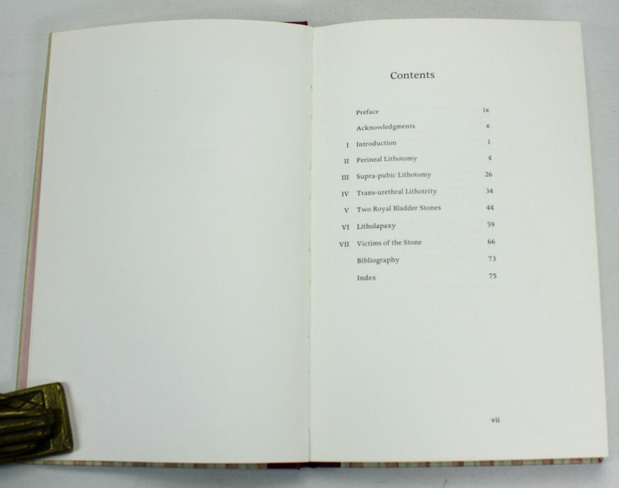 Medicine; A History of Bladder Stone, Harold Ellis, Blackwell Scientific Publications, 1969