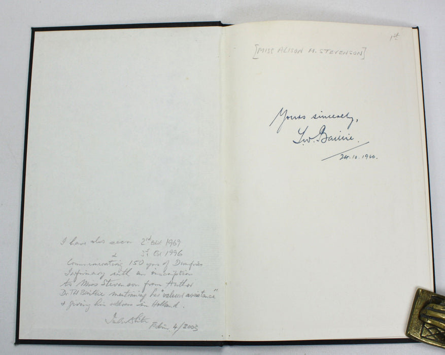 Medicine; From Boston to Dumfries; The First Surgical Use of Anaesthetic Ether in the Old World, Thomas W. Baillie, 1966, Signed copy