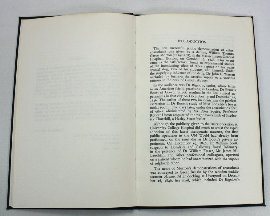 Medicine; From Boston to Dumfries; The First Surgical Use of Anaesthetic Ether in the Old World, Thomas W. Baillie, 1966, Signed copy