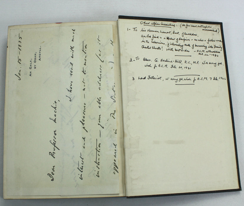 Memorials of Sir Gideon Murray of Elibank, Arthur C. Murray, Inscribed by author with ALS