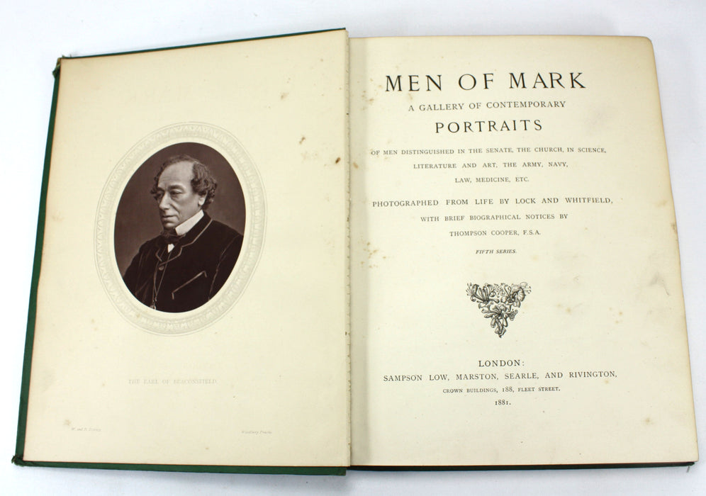 Men of Mark; A Gallery of Contemporary Portraits, Photographed by Lock and Whitfield, Thompson Cooper, 1876-1881. Chiswick Press.
