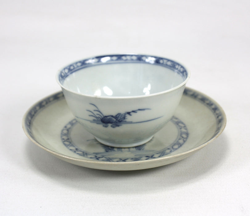 Nanking Cargo Teabowl and Saucer, c. 1750, with certification