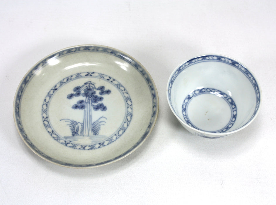 Nanking Cargo Teabowl and Saucer, c. 1750, with certification