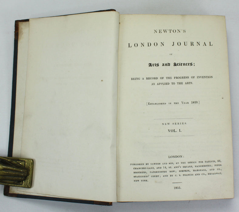 Newton's London Journal of Arts and Sciences, New Series, Vol. I, 1855