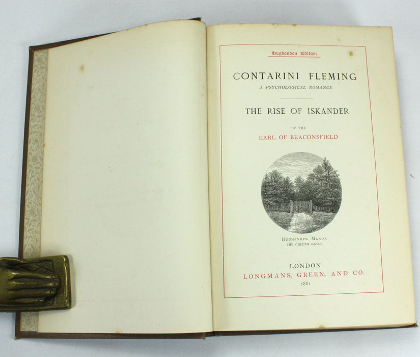 Novels and Tales by the Earl of Beaconsfield. 8 volumes, 1881. Hughenden Edition