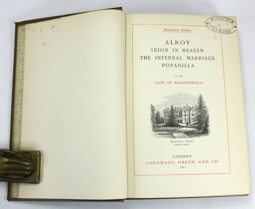 Novels and Tales by the Earl of Beaconsfield. 8 volumes, 1881. Hughenden Edition