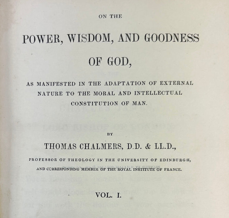 On the Power, Wisdom, and Goodness of God, Thomas Chalmers, 1839