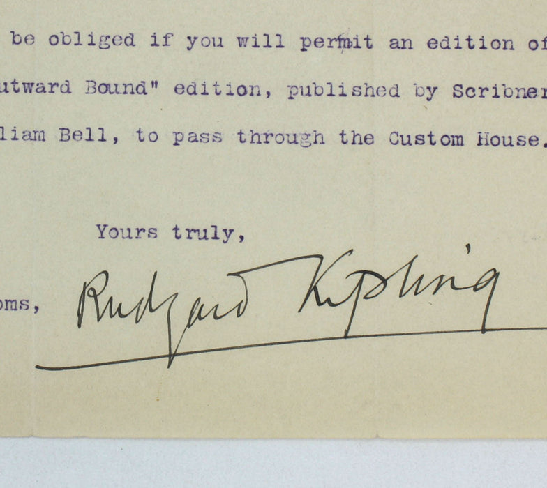 Original Typed Letter Signed by Rudyard Kipling, from Bateman's, Burwash, 1903