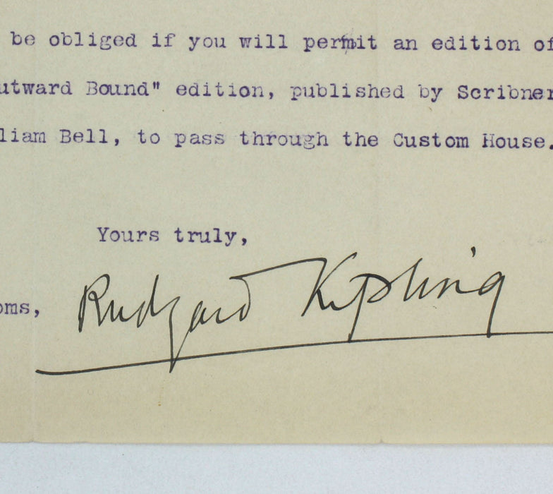 Original Typed Letter Signed by Rudyard Kipling, from Bateman's, Burwash, 1903