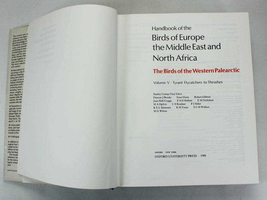 Ornithology; Handbook of the Birds of Europe the Middle East and North Africa, Oxford University Press, 9 Volumes complete, 1980 - 1994