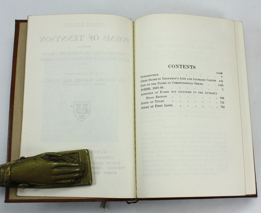 Oxford Edition; Poems Of Tennyson, Sir Herbert Warren, 1923