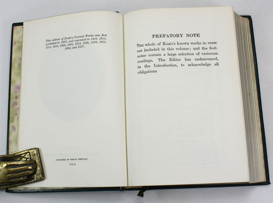 Oxford Edition; The Poetical Works of John Keats, H. Buxton Forman, 1937
