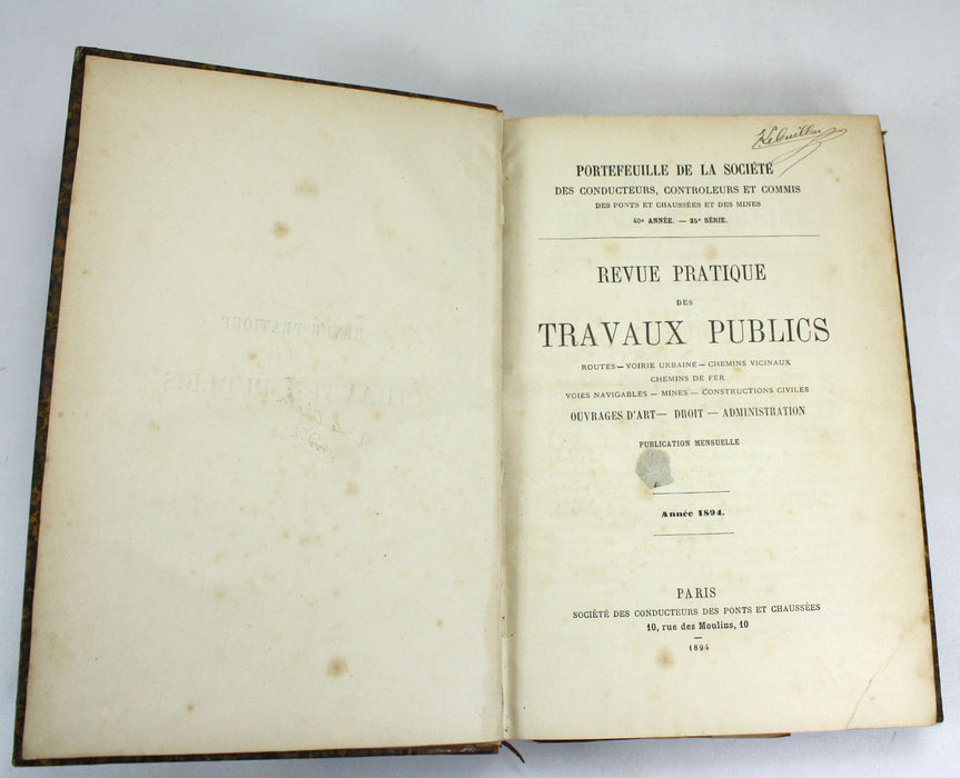Portefeuille De La Societe des Conducteurs, Controleurs et Commis; Revue Pratique des Travaux Publics, 1894-1895