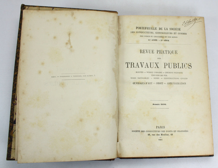 Portefeuille De La Societe des Conducteurs, Controleurs et Commis; Revue Pratique des Travaux Publics, 1896-1897
