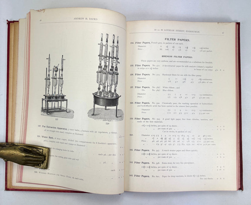 Priced Catalogue of Chemical and Physical Apparatus and Pure & Commercial Chemicals, Manufactured and Sold by Andrew H. Baird, Edinburgh, c. 1910
