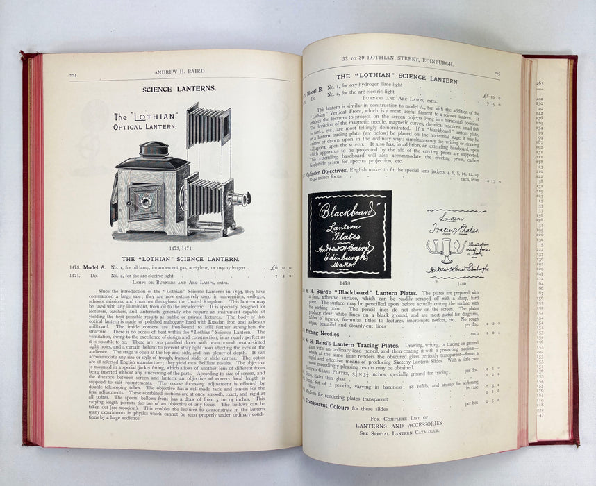 Priced Catalogue of Chemical and Physical Apparatus and Pure & Commercial Chemicals, Manufactured and Sold by Andrew H. Baird, Edinburgh, c. 1910