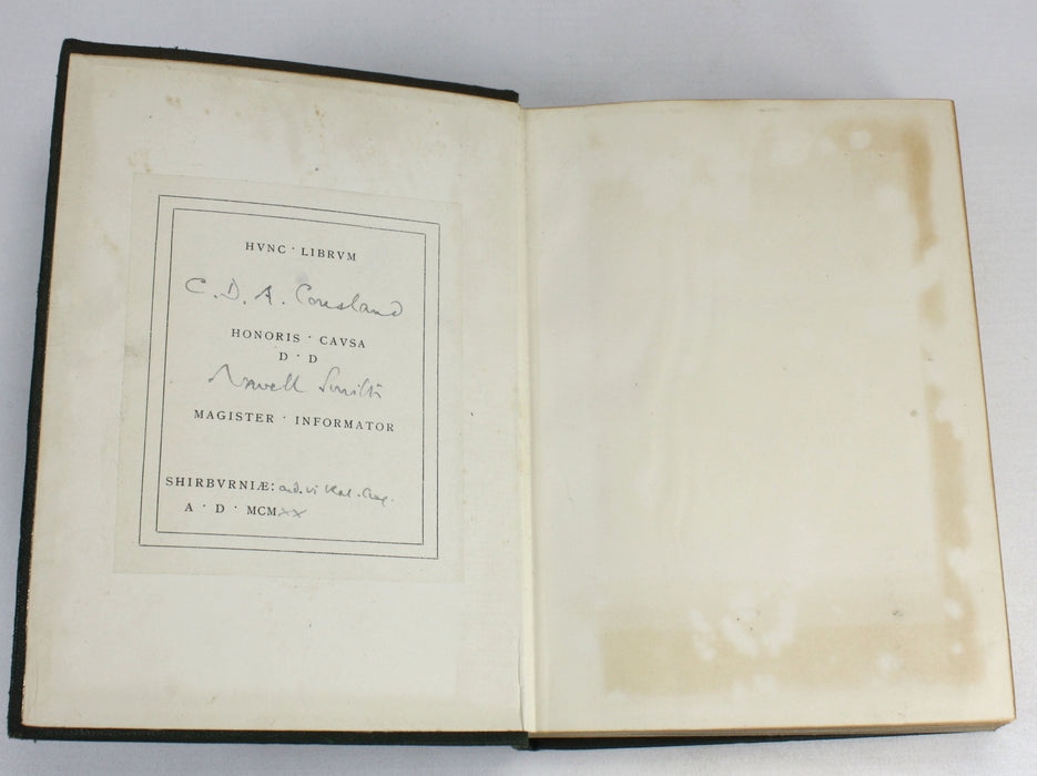 Prose Masterpieces from Modern Essayists, 1920, Sherborne Presentation copy