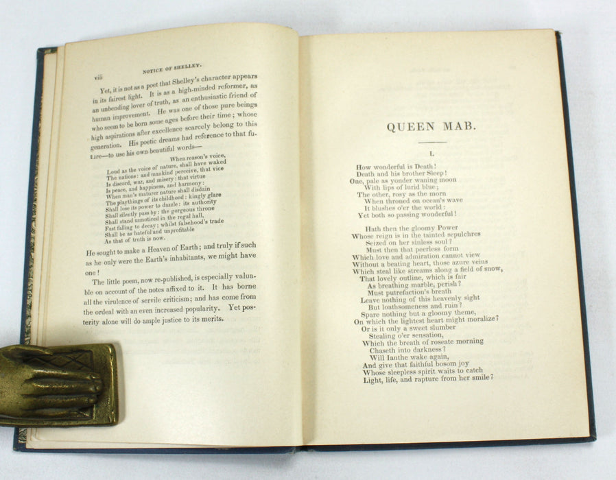Queen Mab, by Percy Bysshe Shelley; With Notes. Published by J.P. Mendum, Boston, c. 1850