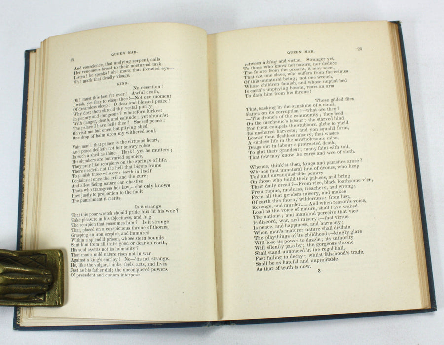 Queen Mab, by Percy Bysshe Shelley; With Notes. Published by J.P. Mendum, Boston, c. 1850