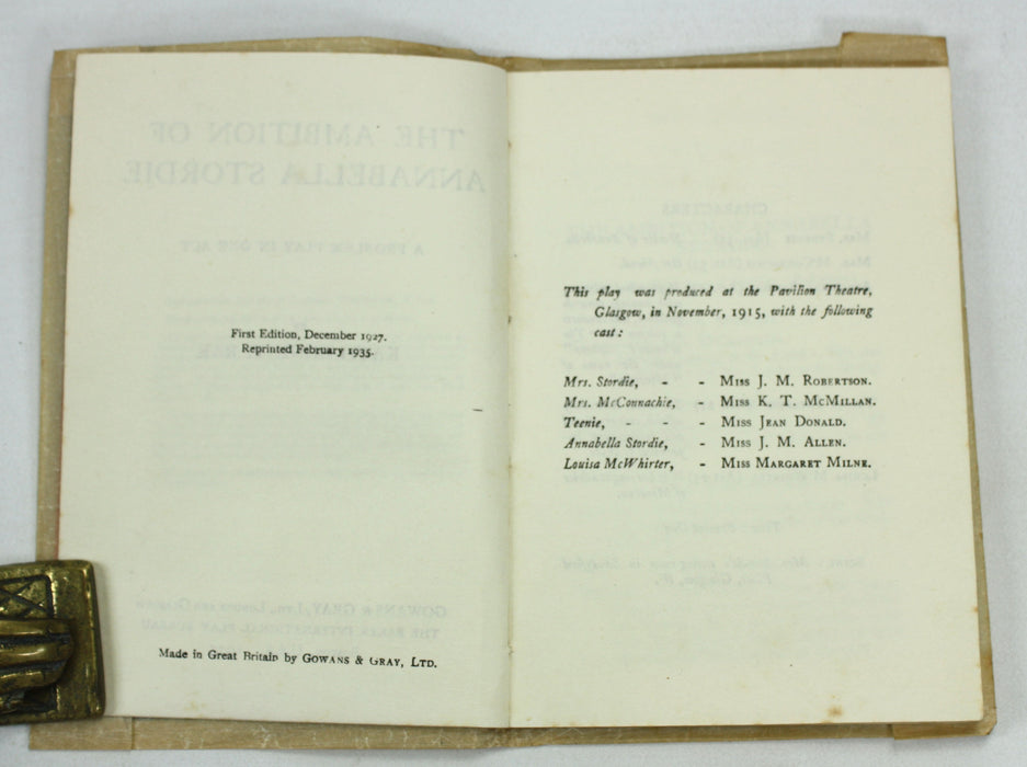 Reperatory Plays by Gowans & Gray; The Ambition of Annabella Stordie, Katharine T. Rae, 1935