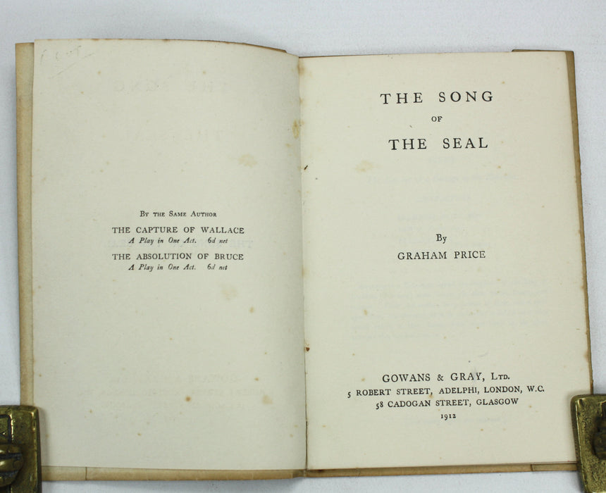 Reperatory Plays by Gowans & Gray; The Song of The Seal, Graham Price, 1912