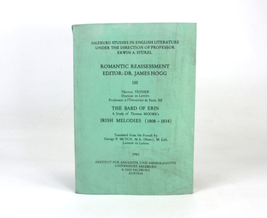 Salzburg Studies: Romantic Reassessment, ed. James Hogg; The Bard of Erin, Therese Tessier; Inscribed copy to William St Clair