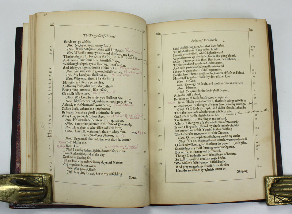 Shakspere's Hamlet, the First Quarto, 1603, A Facsimile in Photo-Lithography by William Griggs, Frederick J. Furnivall, c. 1881. House of Lords Library copy with theatre production notation