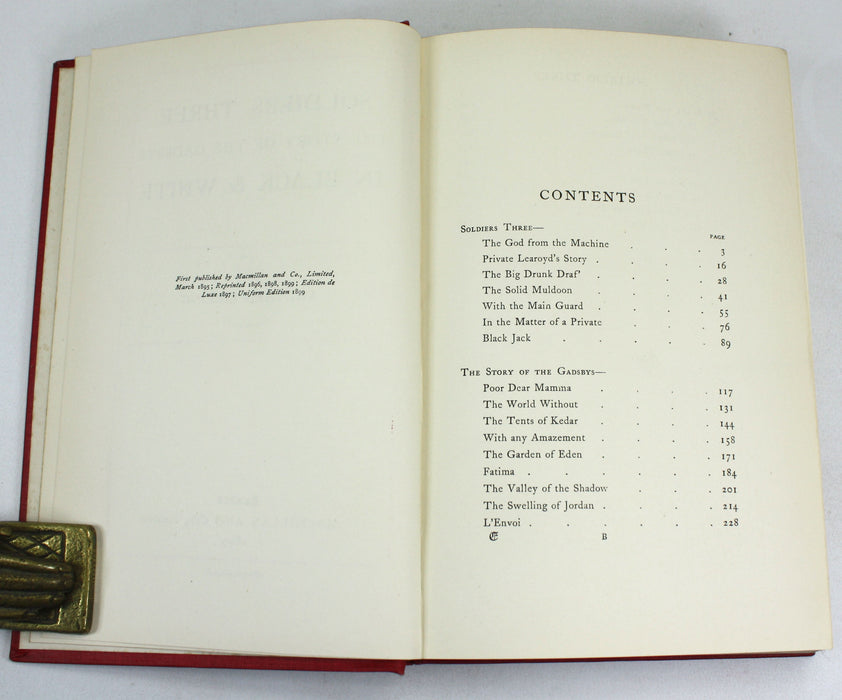 Soldiers Three; The Story of The Gadsbys in Black and White, Rudyard Kipling, 1899