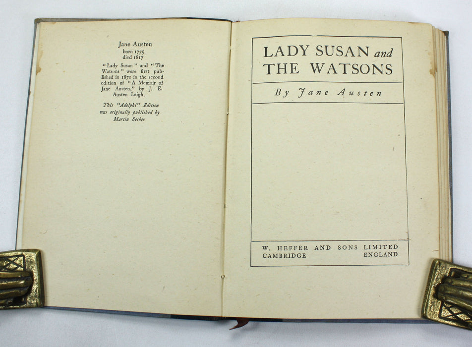 The Adelphi Edition of the works of Jane Austen; Lady Susan and the Watsons, Heffer, c. 1930