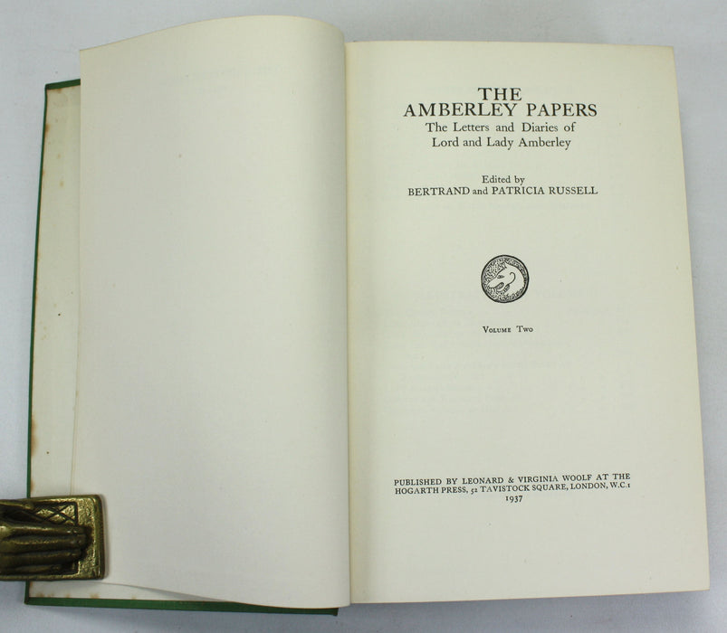 The Amberley Papers; the Letters and Diaries of Lord and Lady Amberley, Bertrand and Patricia Russell, 1937
