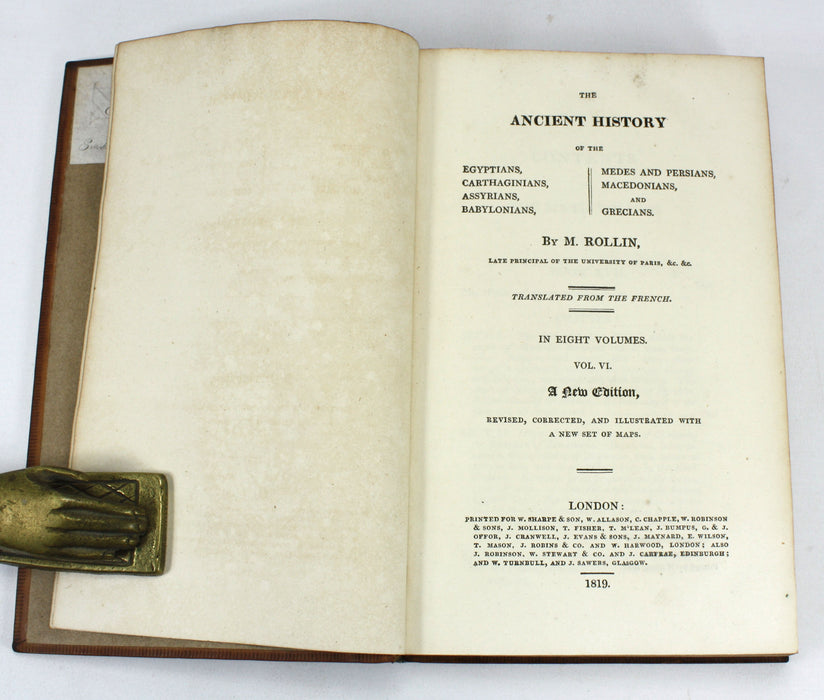 The Ancient History of The Egyptians, Cathaginians, Assyrians, Babylonians, Medes and Persians, Macedonians and Grecians, Charles Rollin, 1819, 8 Volumes complete