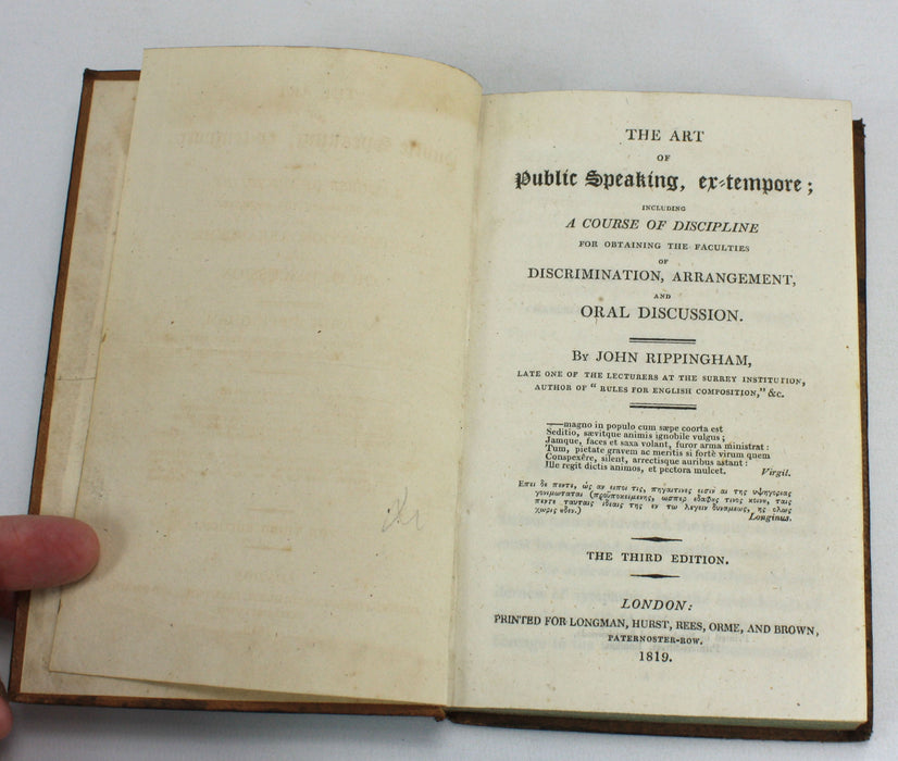 The Art of Public Speaking, Ex-tempore; Including A Course of Discipline, John Rippingham, 1819