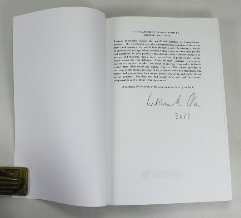The Cambridge Companion to Ancient Rhetoric, Erik Gunderson, 2009. William St Clair's copy.