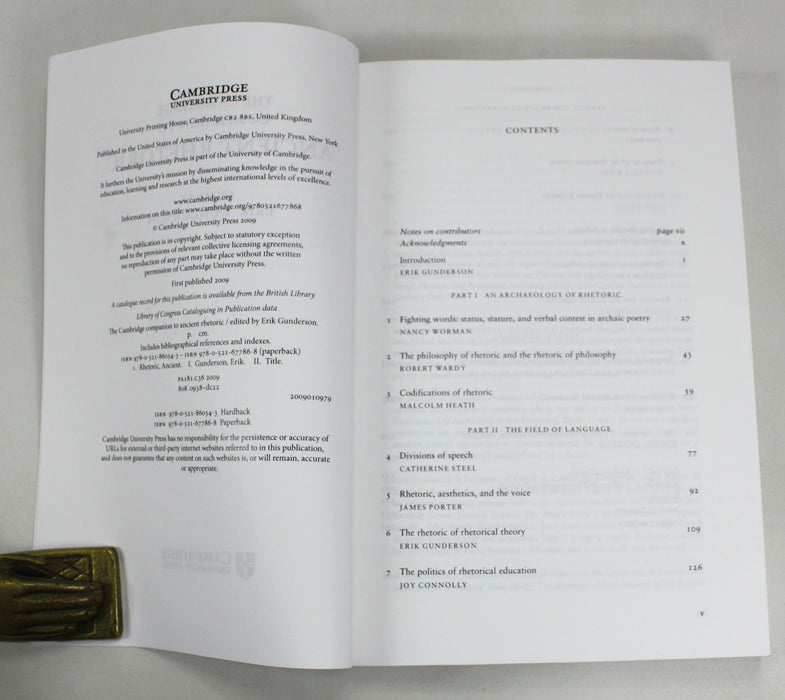 The Cambridge Companion to Ancient Rhetoric, Erik Gunderson, 2009. William St Clair's copy.