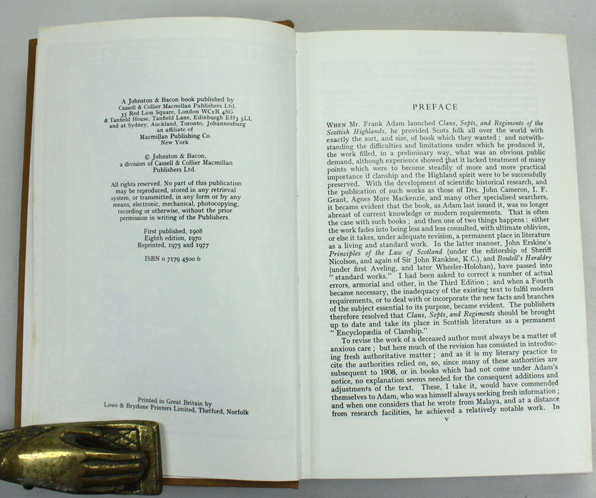 The Clans, Septs, and Regiments of the Scottish Highlands, Frank Adam, Revised Thomas Innes of Learney, 1977