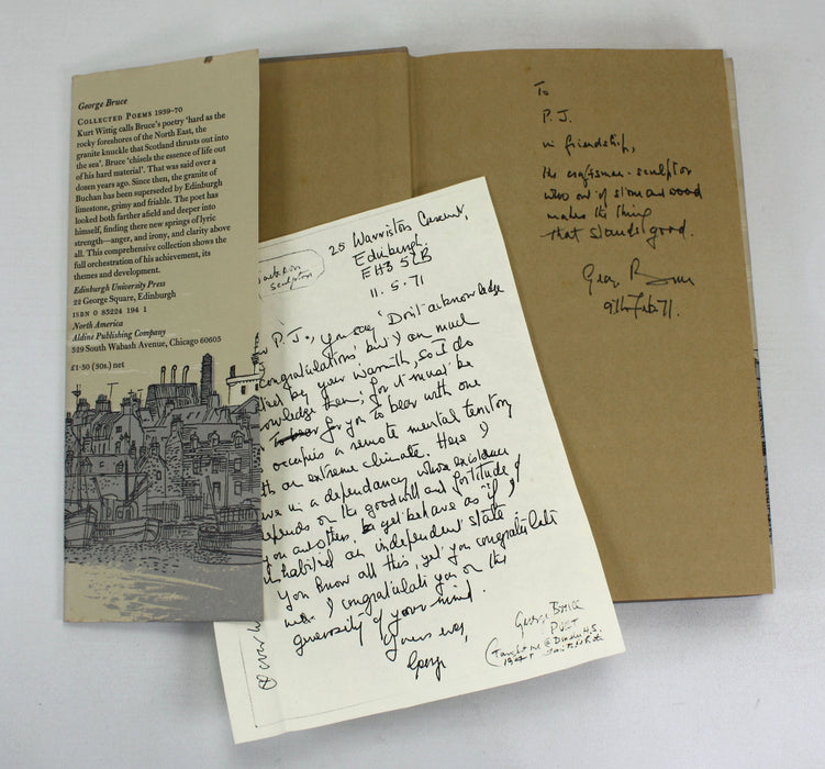 The Collected Poems of George Bruce, 1971, Signed Presentation copy from the poet to sculptor, Pilkington Jackson