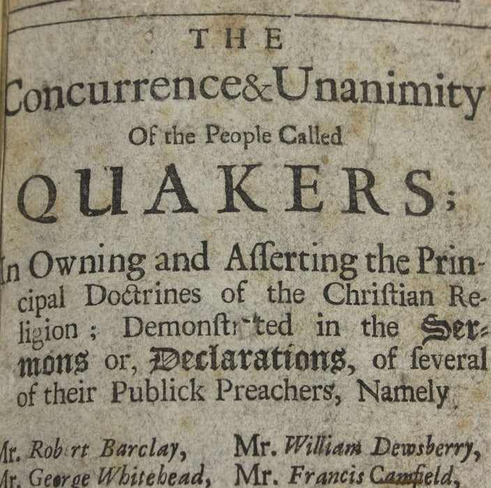 The Concurrence & Unanimity Of the People Called Quakers, 1694