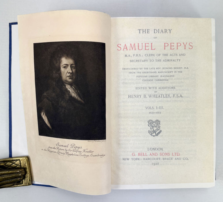 The Diary of Samuel Pepys 1659-1669, edited by Henry B. Wheatley, 3 volumes complete, G. Bell and Sons, 1928
