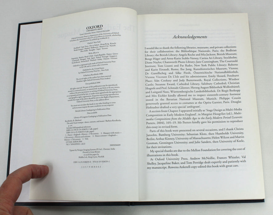 The Early Stuart Masque; Dance, Costume, and Music, Barbara Ravelhofer, inscribed by author