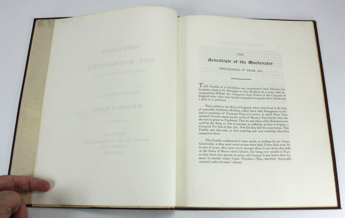 The Genealogie of the Mackenzies, Preceeding Ye Year 1661, by a Person of Qualitie, 1829 limited edition