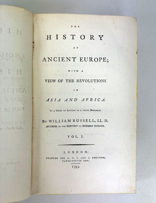 The History of Ancient Europe; With a View of the Revolutions in Asia and Africa, William Russell, 1793