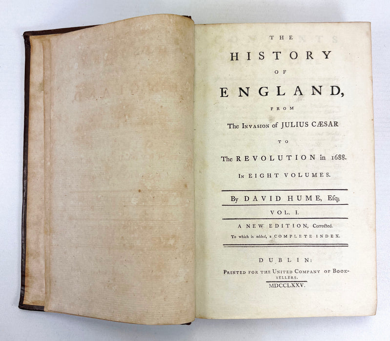The History of England, from The Invasion of Julius Caesar to The Revolution in 1688, in Eight Volumes, by David Hume, Dublin, 1775