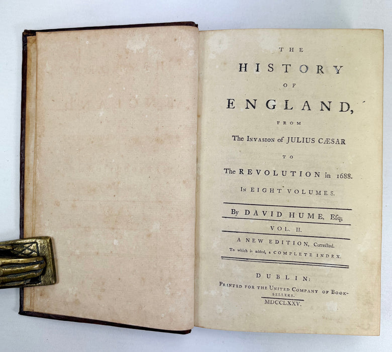 The History of England, from The Invasion of Julius Caesar to The Revolution in 1688, in Eight Volumes, by David Hume, Dublin, 1775