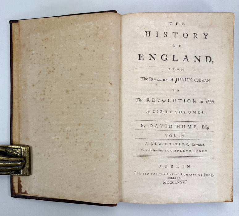 The History of England, from The Invasion of Julius Caesar to The Revolution in 1688, in Eight Volumes, by David Hume, Dublin, 1775