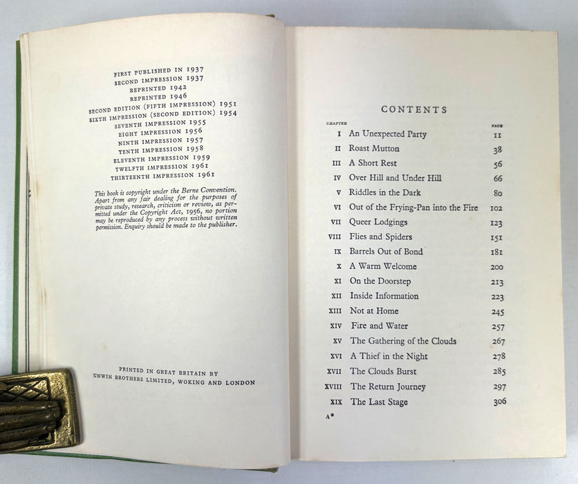 The Hobbit, or There and Back Again, J.R.R. Tolkien, Second edition, Thirteenth impression, 1961