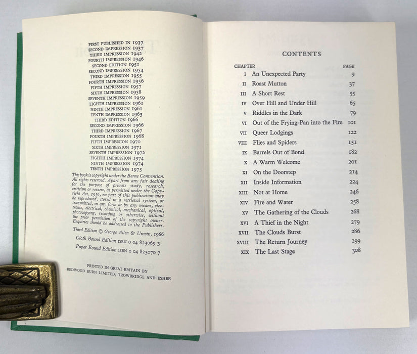 The Hobbit, or There and Back Again, J.R.R. Tolkien, Third edition, Tenth impression, 1975